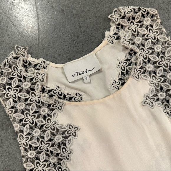 3.1 PHILLIP LIM Lace & Silk Floral Top 6 - Picture 3 of 10